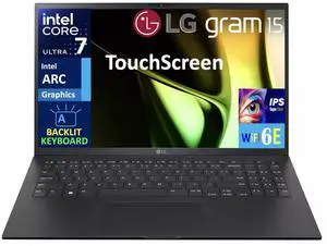 LG gram AI Powered Laptop 15.6" Touchscreen IPS FHD Display (Intel Ultra 7-155H, 16GB LPDDR5X, 2TB PCIe SSD, Intel Arc, Backlit KB, Thunderbolt 4, WiFi 6E, Webcam, Bluetooth 5.3, Win 11 Pro)