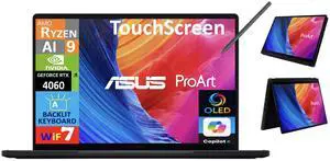 ASUS ProArt AI Powered 2-in-1 Laptop 13.3" Touchscreen AMOLED 2.8K Display (AMD Ryzen AI 9 HX 370, 32GB LPDDR5X, 1TB SSD, Active Pen, Backlit KB, WiFi 7, Webcam, Bluetooth 5.4, Win 11 Pro)