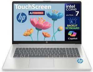 HP 17 AI Powered Laptop 17.3" Touchscreen HD+ Display (Intel Ultra 7-255U, 16GB DDR5, 1TB SSD, Intel Graphics, Backlit KB, WiFi 6, Webcam, Bluetooth 5.2, Win 11 Home)