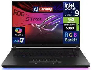 ASUS ROG Strix SCAR AI Gaming Laptop 16.0" 240Hz Mini LED WQXGA Display (Intel Ultra 9- 275HX, NVIDIA GeForce RTX 5080 16GB, 32GB DDR5, 2TB SSD, RGB KB, 2 Thunderbolt 5, WiFi 7, Webcam, Win 11 Pro)