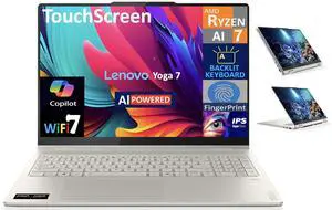 Lenovo Yoga AI Powered 2-in-1 Laptop 16.0" Touchscreen IPS WUXGA Display (AMD Ryzen AI 7 350, 16GB LPDDR5X, 1TB M.2  PCIe SSD, Backlit KB, Fingerprint, WiFi 7, Webcam, Bluetooth 5.4, Win 11 Pro)