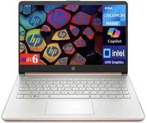 HP 14 Everyday Value Laptop 14.0" HD Display (Intel Celeron N4500, 16GB DDR4, 256GB PCIe SSD, Intel UHD, WiFi 6, Webcam, Bluetooth 5.2, Win 11 Home S-Mode)