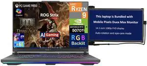ASUS ROG Strix AI Gaming Laptop 16.0" 165Hz IPS WUXGA Display (AMD Ryzen 9 8940HX, NVIDIA GeForce RTX 5070 Ti 12GB, 16GB DDR5, 1TB SSD, RGB KB, WiFi 6E, Webcam, Win 11 Home) w/Duex Max DS Monitor