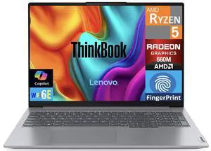 Lenovo ThinkBook Business Laptop 16.0" IPS WUXGA Display (AMD Ryzen 5 7533HS, 16GB DDR5, 4TB PCIe SSD, AMD Radeon, Fingerprint, WiFi 6E, Webcam, Bluetooth 5.3, Win 11 Pro)