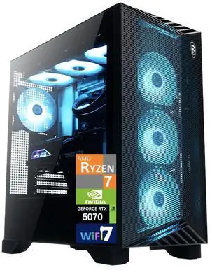 MSI Aegis AI Gaming Desktop PC (AMD Ryzen 7 9700X, GeForce RTX 5070 12GB GDDR7, 32GB DDR5, 2TB SSD, RGB Fans, 360mm AIO, 750W PSU, WiFi 7, Bluetooth 5.4, RJ-45, 3 Display Port, HDMI, Win 11 Home)