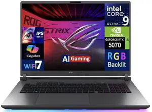 ASUS ROG Strix AI Gaming Laptop 18" 240Hz IPS WQXGA Display (Intel Ultra 9- 275HX, NVIDIA GeForce RTX 5070 8GB, 32GB DDR5, 1TB SSD, RGB KB, Thunderbolt 4, WiFi 7, Webcam, Bluetooth 5.4, Win 11 Home)