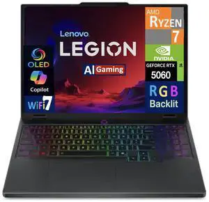 Lenovo Legion 5 AI Gaming Laptop 15.1" OLED WQXGA Display (AMD Ryzen 7 260, 16GB DDR5, 1TB SSD, NVIDIA GeForce RTX 5060, RGB KB, WiFi 7, Webcam, Bluetooth 5.4, Win 11 Home)