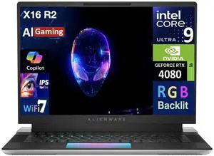 Alienware x16 R2 AI Gaming Laptop 16.0" 240Hz IPS WQXGA Display (Intel Ultra 9-185H, GeForce RTX 4080 12GB, 32GB LPDDR5X, 2TB PCIe SSD, RGB KB, Thunderbolt 4, WiFi 7, Webcam, Win 11 Home)