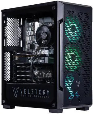 Velztorm Fultix Custom Built Gaming Desktop PC (AMD Ryzen 5-5500, GeForce RTX 5070 Ti, 32GB DDR4, 1TB PCIe SSD, 750W PSU, WiFi 4, Bluetooth 4.2, RJ-45, HDMI, Win 11 Pro)