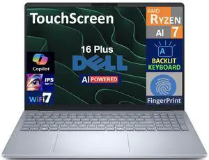 Dell 16 Plus AI Powered Laptop 16.0" Touchscreen IPS WUXGA Display (AMD Ryzen AI 7 350, 16GB LPDDR5X, 1TB SSD, AMD Radeon 860M, Backlit KB, Fingerprint, WiFi 7, Webcam, Bluetooth 5.4, Win 11 Home)