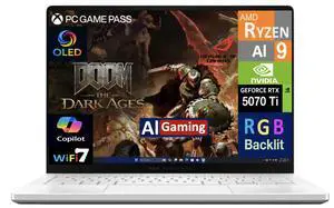 ASUS ROG Zephyrus AI Gaming Laptop 14.0" 120Hz OLED 2.8K Display (AMD Ryzen AI 9 HX 370, NVIDIA GeForce RTX 5070 Ti 12GB, 32GB LPDDR5X, 1TB SSD, RGB KB, WiFi 7, Webcam, Bluetooth 5.3, Win 11 Home)