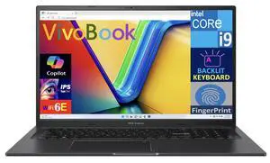 ASUS Vivobook  Laptop 17.3" IPS FHD Display (Intel i9-13900H, 16GB DDR4, 1TB SSD, Intel Iris Xe, Backlit KB, Fingerprint, WiFi 6E, Webcam, Bluetooth 5.3, Win 11 Home)