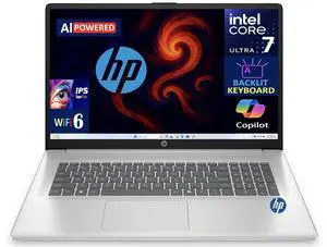 HP AI AI Powered Laptop 17.3" IPS FHD Display (Intel Ultra 7-255U, 16GB DDR5, 256GB SSD, Intel Graphics, Backlit KB, WiFi 6, Webcam, Bluetooth 5.4, Win 11 Home S-Mode)