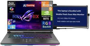 ASUS ROG Strix G16 AI Gaming Laptop 16.0" 240Hz IPS WQXGA Display (AMD Ryzen 9 9955HX, NVIDIA GeForce RTX 5070 8GB, 64GB DDR5, 2TB PCIe SSD, RGB KB, WiFi 6E, Webcam, Win 11 Pro) w/Duex Max DS Monitor