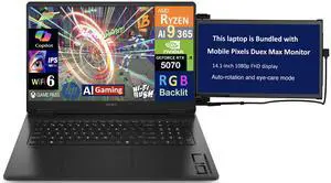 HP OMEN AI Gaming Laptop 17.3" 240Hz IPS QHD Display (AMD Ryzen AI 9 365, GeForce RTX 5070 8GB, 16GB DDR5, 512GB PCIe SSD, RGB KB, WiFi 6, Webcam, Bluetooth 5.4, Win 11 Pro) w/Duex Max DS Monitor