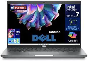 Dell Latitude AI Business Laptop 14.0" IPS FHD Display (Intel Core Ultra 7 155U, 16GB DDR5, 256GB SSD, Intel Graphics, Backlit KB, 2 Thunderbolt 4, WiFi 6E, Webcam, Bluetooth 5.3, Win 11 Pro)