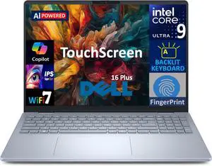 Dell 16 Plus AI Powered Laptop 16.0" Touchscreen IPS WUXGA Display (Intel Ultra 9-288V, 32GB LPDDR5X, 1TB SSD, Intel Arc, Backlit KB, Fingerprint, Thunderbolt 4, WiFi 7, Webcam, Win 11 Home)