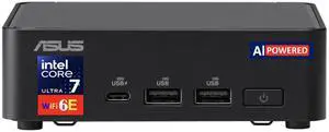 ASUS NUC AI Powered Mini Desktop (Intel Ultra 7- 165H, , 8GB DDR5, 128GB PCIe SSD + 1TB HDD, 2 Thunderbolt 4, WiFi 6E, Bluetooth 5.3, 120W PSU, RJ-45, 2 x HDMI 2.1, Win 11 Pro)