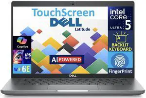 Dell Latitude 5450 AI Powered Laptop 14.0" Touchscreen IPS FHD Display (Intel Ultra 5-135U, 16GB DDR5, 1TB M.2  PCIe SSD, Intel Graphics, Backlit KB, Fingerprint, 2 Thunderbolt 4, WiFi 6E, Win 11 Pro)