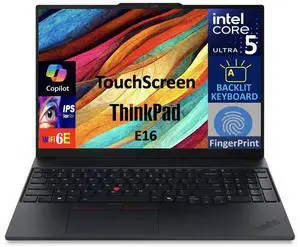Lenovo ThinkPad E16 Gen 3 Business Laptop 16.0" Touchscreen WUXGA IPS Display 300 nits (Intel Ultra 5-225U 6-Core 2.00GHz, 64GB DDR5, 1TB PCIe SSD, Backlit KB, FP, Win 11 Pro)