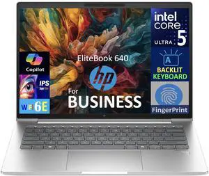 HP EliteBook 640 Business Laptop 14.0" IPS WUXGA Display (Intel Ultra 5-135U, 16GB DDR5, 512GB SSD, Intel Graphics, Backlit KB, Fingerprint, Thunderbolt 4, WiFi 6E, Webcam, Bluetooth 5.3, Win 11 Pro) HP EliteBook 640 Business Laptop 14.0" IPS WUXGA Display (Intel Ultra 5-135U, 16GB DDR5, 512GB SSD, Intel Graphics, Backlit KB, Fingerprint, Thunderbolt 4, WiFi 6E, Webcam, Bluetooth 5.3, Win 11 Pro)
