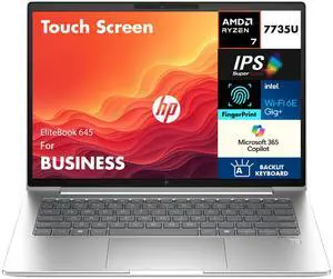 HP EliteBook 645 Business Laptop 14.0" Touchscreen IPS WUXGA Display (AMD Ryzen 7 7735U, 32GB DDR5, 1TB SSD, AMD Radeon, Backlit KB, Fingerprint, WiFi 6E, Webcam, Bluetooth 5.3, Win 11 Pro)