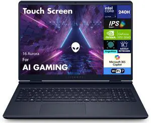 Alienware 16 Aurora AC16250 AI Gaming Laptop 16.0" 120Hz IPS WQXGA Display (Intel Core 7 240H, NVIDIA GeForce RTX 5060 8GB, 32GB DDR5, 4TB PCIe SSD, Backlit KB, WiFi 7, Webcam, Win 11 Home)