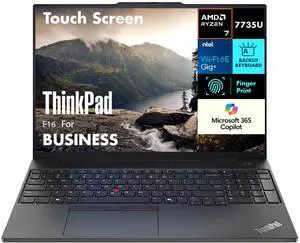 Lenovo ThinkPad E16 Business Laptop 16.0" Touchscreen WUXGA Display (AMD Ryzen 7 7735U, 16GB DDR5, 4TB PCIe SSD, AMD Radeon, Backlit KB, Fingerprint, Thunderbolt 4, WiFi 6E, Webcam, Win 11 Pro)