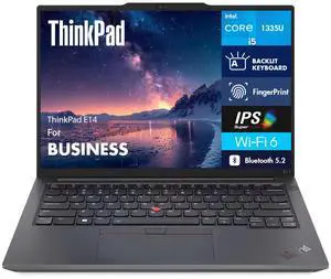 Lenovo ThinkPad E14 Business Laptop 14.0" IPS WUXGA Display (Intel i5-1335U, 16GB DDR4, 256GB SSD, Intel Iris Xe, Backlit KB, Fingerprint, Thunderbolt 4, WiFi 6, Webcam, Bluetooth 5.2, Win 11 Pro) Lenovo ThinkPad E14 Business Laptop 14.0" IPS WUXGA Display (Intel i5-1335U, 16GB DDR4, 256GB SSD, Intel Iris Xe, Backlit KB, Fingerprint, Thunderbolt 4, WiFi 6, Webcam, Bluetooth 5.2, Win 11 Pro)