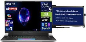 Alienware x16 R2 AI Gaming Laptop 16.0" 240Hz IPS WQXGA Display (Intel Ultra 9-185H, GeForce RTX 4080 12GB, 32GB LPDDR5X, 4TB PCIe SSD, RGB KB, Thunderbolt 4, Win 11 Home) w/Duex Max DS Monitor