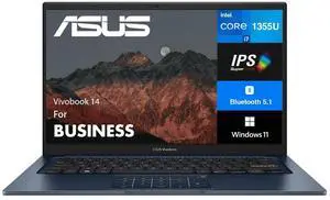 ASUS Vivobook 14 Business Laptop 14.0" IPS FHD Display (Intel i7-1355U, 16GB DDR4, 2TB PCIe SSD, Intel Iris Xe, WiFi 5, Webcam, Bluetooth 5.1, Win 11 Home)
