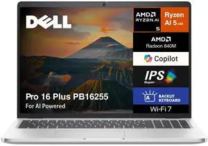 Dell Pro 16 Plus PB16255 AI Powered Laptop 16.0" WUXGA (AMD Ryzen AI 5 340, 16GB LPDDR5X, 512GB SSD, AMD Radeon 840M, Win 11 Pro)