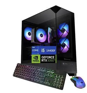 Ibuypower Element SE Gaming Desktop PC (Intel i5-14400F, NVIDIA GeForce RTX 5060 8GB GDDR7, 64GB DDR5, 2TB PCIe SSD, Win 11 Pro)