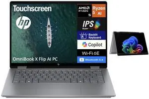 HP OmniBook X Flip AI PC 2-in-1 Laptop 14.0" Touchscreen IPS WUXGA Display (AMD Ryzen AI 5 340, 16GB LPDDR5X, 4TB PCIe SSD, Backlit KB, WiFi 6E, Webcam, Bluetooth 5.4, Win 11 Home) HP OmniBook X Flip AI PC 2-in-1 Laptop 14.0" Touchscreen IPS WUXGA Display (AMD Ryzen AI 5 340, 16GB LPDDR5X, 4TB PCIe SSD, Backlit KB, WiFi 6E, Webcam, Bluetooth 5.4, Win 11 Home)