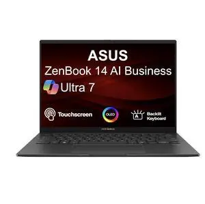 ASUS Zenbook 14 AI Business Laptop 14.0" Touchscreen OLED WUXGA Display (Intel Ultra 7-255H, 16GB LPDDR5X, 1TB PCIe SSD, Intel Arc, Backlit KB, 2 Thunderbolt 4, WiFi 7, Webcam, Win 11 Pro) ASUS Zenbook 14 AI Business Laptop 14.0" Touchscreen OLED WUXGA Display (Intel Ultra 7-255H, 16GB LPDDR5X, 1TB PCIe SSD, Intel Arc, Backlit KB, 2 Thunderbolt 4, WiFi 7, Webcam, Win 11 Pro)