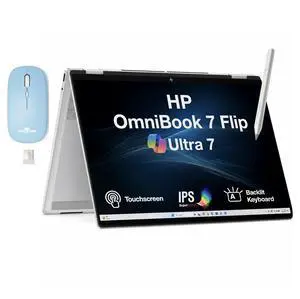 HP OmniBook 7 Flip Copilot + 2-in-1 Laptop 16.0" Touchscreen IPS WUXGA Display (Intel Ultra 7-258V, 32GB LPDDR5X, 512GB SSD, Active Pen, Backlit KB, Win 11 Home) w/Dockztorm Wireless Mouse HP OmniBook 7 Flip Copilot + 2-in-1 Laptop 16.0" Touchscreen IPS WUXGA Display (Intel Ultra 7-258V, 32GB LPDDR5X, 512GB SSD, Active Pen, Backlit KB, Win 11 Home) w/Dockztorm Wireless Mouse