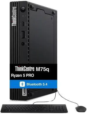 Lenovo ThinkCentre M75q Business Mini Desktop (AMD Ryzen 5 PRO 5650GE, AMD Radeon, 8GB DDR4, 512GB PCIe SSD, WiFi 6, Bluetooth 5.4, 65W PSU, RJ-45, 1 Display Port, HDMI, Win 11 Home) (Renewed) Lenovo ThinkCentre M75q Business Mini Desktop (AMD Ryzen 5 PRO 5650GE, AMD Radeon, 8GB DDR4, 512GB PCIe SSD, WiFi 6, Bluetooth 5.4, 65W PSU, RJ-45, 1 Display Port, HDMI, Win 11 Home) (Renewed)