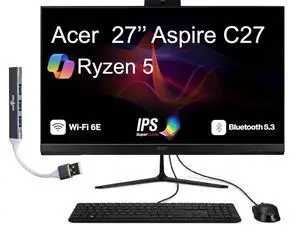 Acer Aspire C27 Professional All-in-One 27" IPS FHD Display (AMD Ryzen 5 7430U, 32GB DDR4, 512GB PCIe SSD, AMD Radeon, WiFi 6E, Webcam, Bluetooth 5.3, Win 11 Pro) w/DKZ USB Port Expander Acer Aspire C27 Professional All-in-One 27" IPS FHD Display (AMD Ryzen 5 7430U, 32GB DDR4, 512GB PCIe SSD, AMD Radeon, WiFi 6E, Webcam, Bluetooth 5.3, Win 11 Pro) w/DKZ USB Port Expander