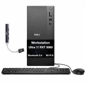 Dell Tower ECT1250 Workstation Desktop (Intel Ultra 7 265F, 64GB DDR5, 2TB PCIe SSD, GeForce RTX 5060, 360W PSU, WiFi 6, Bluetooth 5.4, RJ-45, 3 Display Port, HDMI, Win 11 Pro) w/DKZ USB Port Expander Dell Tower ECT1250 Workstation Desktop (Intel Ultra 7 265F, 64GB DDR5, 2TB PCIe SSD, GeForce RTX 5060, 360W PSU, WiFi 6, Bluetooth 5.4, RJ-45, 3 Display Port, HDMI, Win 11 Pro) w/DKZ USB Port Expander