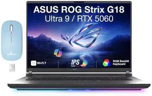 ASUS ROG Strix G18 Gaming Laptop 18" 240Hz IPS WQXGA Display (Intel Ultra 9- 275HX, GeForce RTX 5060 8GB, 64GB DDR5, 2TB PCIe SSD, RGB KB, Thunderbolt 4, Win 11 Home) w/Dockztorm Wireless Mouse ASUS ROG Strix G18 Gaming Laptop 18" 240Hz IPS WQXGA Display (Intel Ultra 9- 275HX, GeForce RTX 5060 8GB, 64GB DDR5, 2TB PCIe SSD, RGB KB, Thunderbolt 4, Win 11 Home) w/Dockztorm Wireless Mouse