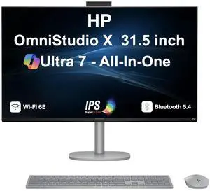 HP OmniStudio X AI PC All-in-One 31.5" IPS 4K UHD Display (Intel Ultra 7-256V, 16GB LPDDR5X, 1TB SSD, Intel Arc 140V, WiFi 6E, Webcam, Bluetooth 5.4, Win 11 Home) (Renewed) HP OmniStudio X AI PC All-in-One 31.5" IPS 4K UHD Display (Intel Ultra 7-256V, 16GB LPDDR5X, 1TB SSD, Intel Arc 140V, WiFi 6E, Webcam, Bluetooth 5.4, Win 11 Home) (Renewed)