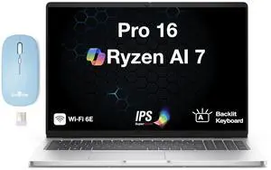 Dell Pro 16 AI Business Laptop 16.0" IPS WUXGA Display (AMD Ryzen AI 7 350, 16GB DDR5, 1TB M.2 PCIe SSD, AMD Radeon 860M, Backlit KB, 2 Thunderbolt 4, WiFi 6E, Win 11 Pro) w/Dockztorm Wireless Mouse Dell Pro 16 AI Business Laptop 16.0" IPS WUXGA Display (AMD Ryzen AI 7 350, 16GB DDR5, 1TB M.2 PCIe SSD, AMD Radeon 860M, Backlit KB, 2 Thunderbolt 4, WiFi 6E, Win 11 Pro) w/Dockztorm Wireless Mouse