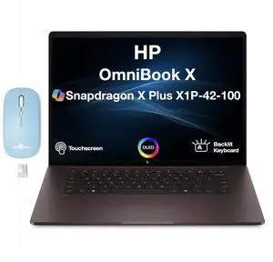 HP OmniBook X Copilot + Laptop 16.0" Touchscreen OLED WUXGA Display (Qualcomm Snapdragon X Plus X1P-42-100, 16GB LPDDR5X, 512GB SSD, Qualcomm Adreno, Win 11 Home) w/Dockztorm Wireless Mouse HP OmniBook X Copilot + Laptop 16.0" Touchscreen OLED WUXGA Display (Qualcomm Snapdragon X Plus X1P-42-100, 16GB LPDDR5X, 512GB SSD, Qualcomm Adreno, Win 11 Home) w/Dockztorm Wireless Mouse