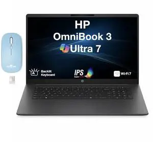 HP OmniBook 3 Copilot + Laptop 17.3" IPS FHD Display (Intel Ultra 7-255U, 16GB DDR5, 2TB PCIe SSD, Intel Graphics, Backlit KB, WiFi 7, Webcam, Bluetooth 5.4, Win 11 Home) w/Dockztorm Wireless Mouse HP OmniBook 3 Copilot + Laptop 17.3" IPS FHD Display (Intel Ultra 7-255U, 16GB DDR5, 2TB PCIe SSD, Intel Graphics, Backlit KB, WiFi 7, Webcam, Bluetooth 5.4, Win 11 Home) w/Dockztorm Wireless Mouse