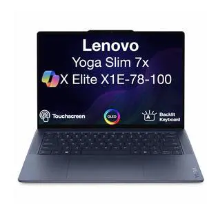 Lenovo Yoga Slim 7x Copilot + Laptop 14.5 Touchscreen OLED 2944x1840 Display (Qualcomm X Elite X1E-78-100, 32GB LPDDR5X, 1TB SSD, Qualcomm Adreno, Backlit KB, WiFi 7, Webcam, Win 11 Home) (Renewed) Lenovo Yoga Slim 7x Copilot + Laptop 14.5 Touchscreen OLED 2944x1840 Display (Qualcomm X Elite X1E-78-100, 32GB LPDDR5X, 1TB SSD, Qualcomm Adreno, Backlit KB, WiFi 7, Webcam, Win 11 Home) (Renewed)