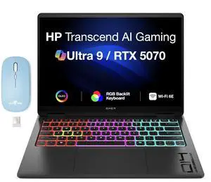 HP OMEN Transcend AI Gaming Laptop 14.0" 120Hz OLED 2.8K Display (Intel Ultra 9-285H, NVIDIA GeForce RTX 5070 8GB, 32GB LPDDR5X, 2TB PCIe SSD, RGB KB, Win 11 Home) w/Dockztorm Wireless Mouse HP OMEN Transcend AI Gaming Laptop 14.0" 120Hz OLED 2.8K Display (Intel Ultra 9-285H, NVIDIA GeForce RTX 5070 8GB, 32GB LPDDR5X, 2TB PCIe SSD, RGB KB, Win 11 Home) w/Dockztorm Wireless Mouse