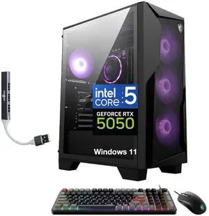 MSI Codex R2 Gaming Desktop PC (Intel i5-14400F, GeForce RTX 5050 8GB GDDR7, 64GB DDR5, 2TB PCIe SSD, RGB Fans, 650W PSU, WiFi 6E, Bluetooth 5.3, RJ-45, Win 11 Pro) w/DKZ USB Port Expander MSI Codex R2 Gaming Desktop PC (Intel i5-14400F, GeForce RTX 5050 8GB GDDR7, 64GB DDR5, 2TB PCIe SSD, RGB Fans, 650W PSU, WiFi 6E, Bluetooth 5.3, RJ-45, Win 11 Pro) w/DKZ USB Port Expander