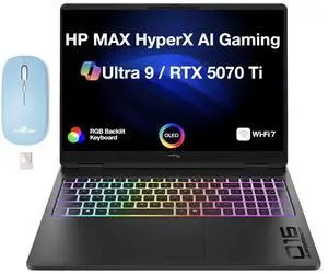 HP OMEN MAX HyperX AI Gaming Laptop 16.0" 240Hz OLED WQXGA Display (Intel Ultra 9 290HX Plus, NVIDIA GeForce RTX 5070 Ti 12GB, 32GB DDR5, 1TB PCIe SSD, Win 11 Pro) w/Dockztorm Wireless Mouse HP OMEN MAX HyperX AI Gaming Laptop 16.0" 240Hz OLED WQXGA Display (Intel Ultra 9 290HX Plus, NVIDIA GeForce RTX 5070 Ti 12GB, 32GB DDR5, 1TB PCIe SSD, Win 11 Pro) w/Dockztorm Wireless Mouse