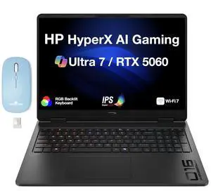 HP OMEN HyperX AI Gaming Laptop 16.0" 165Hz IPS WUXGA Display (Intel Ultra 7 356H, NVIDIA GeForce RTX 5060 8GB, 32GB DDR5, 1TB PCIe SSD, RGB KB, WiFi 7, Webcam, Win 11 Pro) w/Dockztorm Wireless Mouse HP OMEN HyperX AI Gaming Laptop 16.0" 165Hz IPS WUXGA Display (Intel Ultra 7 356H, NVIDIA GeForce RTX 5060 8GB, 32GB DDR5, 1TB PCIe SSD, RGB KB, WiFi 7, Webcam, Win 11 Pro) w/Dockztorm Wireless Mouse