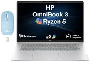 HP OmniBook 3 Copilot + Laptop 17.3" Touchscreen IPS FHD Display (AMD Ryzen 5 130, 32GB DDR5, 4TB PCIe SSD, AMD Radeon 660M, Backlit KB, WiFi 6, Webcam, Win 11 Home) w/Dockztorm Wireless Mouse HP OmniBook 3 Copilot + Laptop 17.3" Touchscreen IPS FHD Display (AMD Ryzen 5 130, 32GB DDR5, 4TB PCIe SSD, AMD Radeon 660M, Backlit KB, WiFi 6, Webcam, Win 11 Home) w/Dockztorm Wireless Mouse